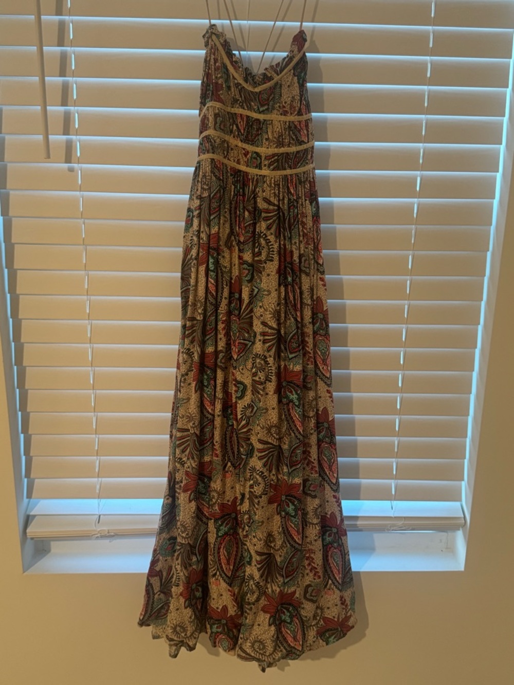 Millibon Cream Maxi Dress with Red and Teal Paisley